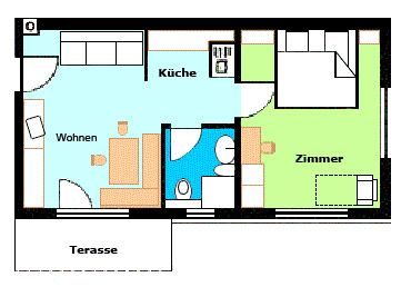Grundriss vom Appartement 1 von Haus Angela in Fiss