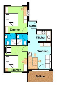 Grundriss vom Appartement 3 von Haus Angela in Fiss
